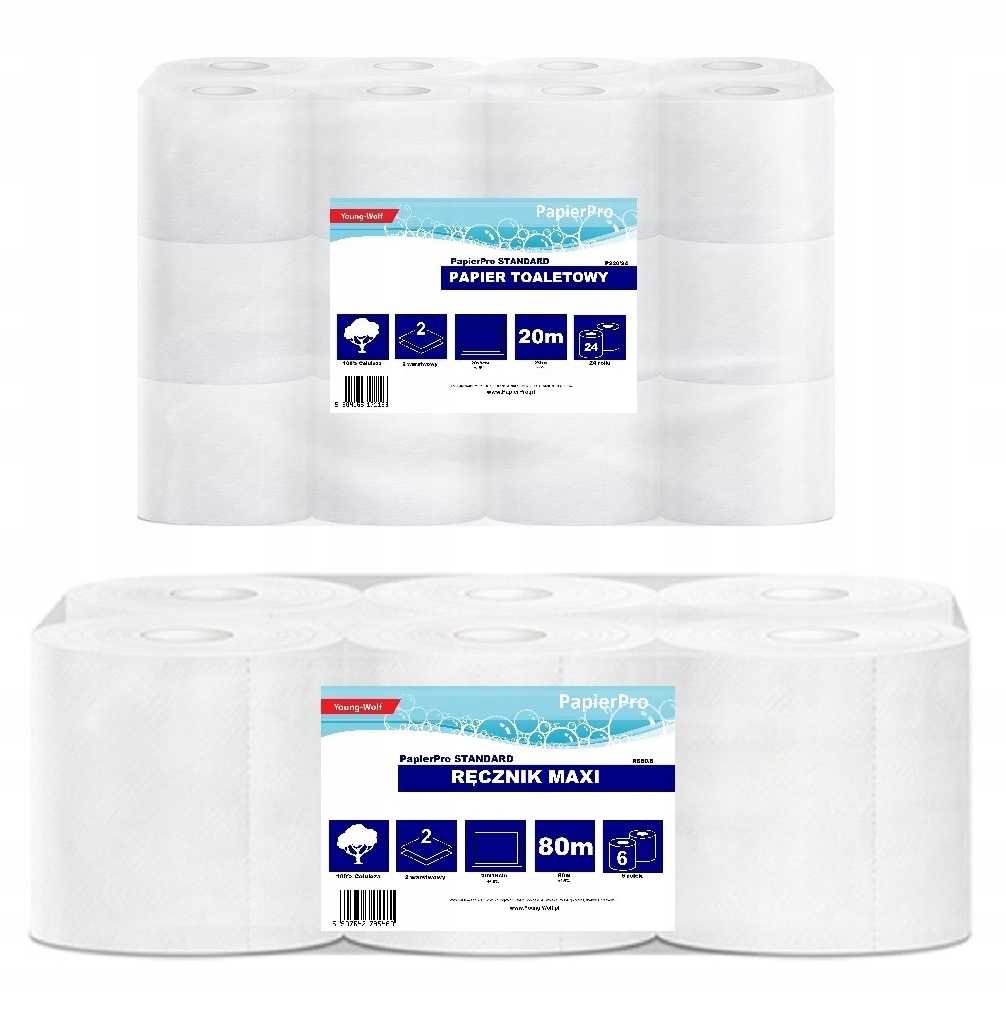 

Papier toaletowy 24 szt i Ręcznik papierowy 6 szt