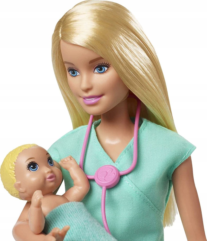 Lalka Barbie Zestaw Lekarz Pediatra + 2 laleczki bobasy akcesoria GKH23 Marka Mattel