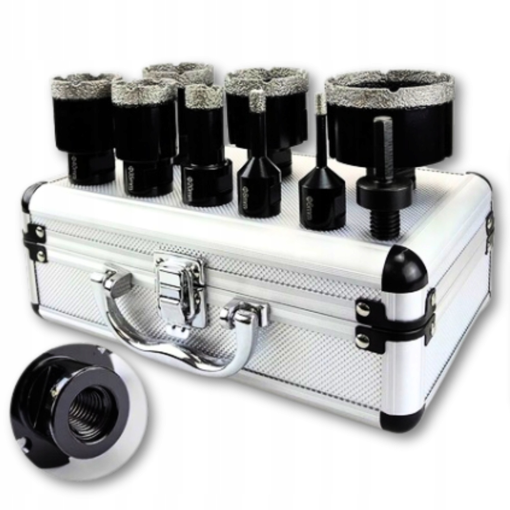 Solidní Sada Korunkový Vrták děrovaček na dlažbu 6-68 Adaptér