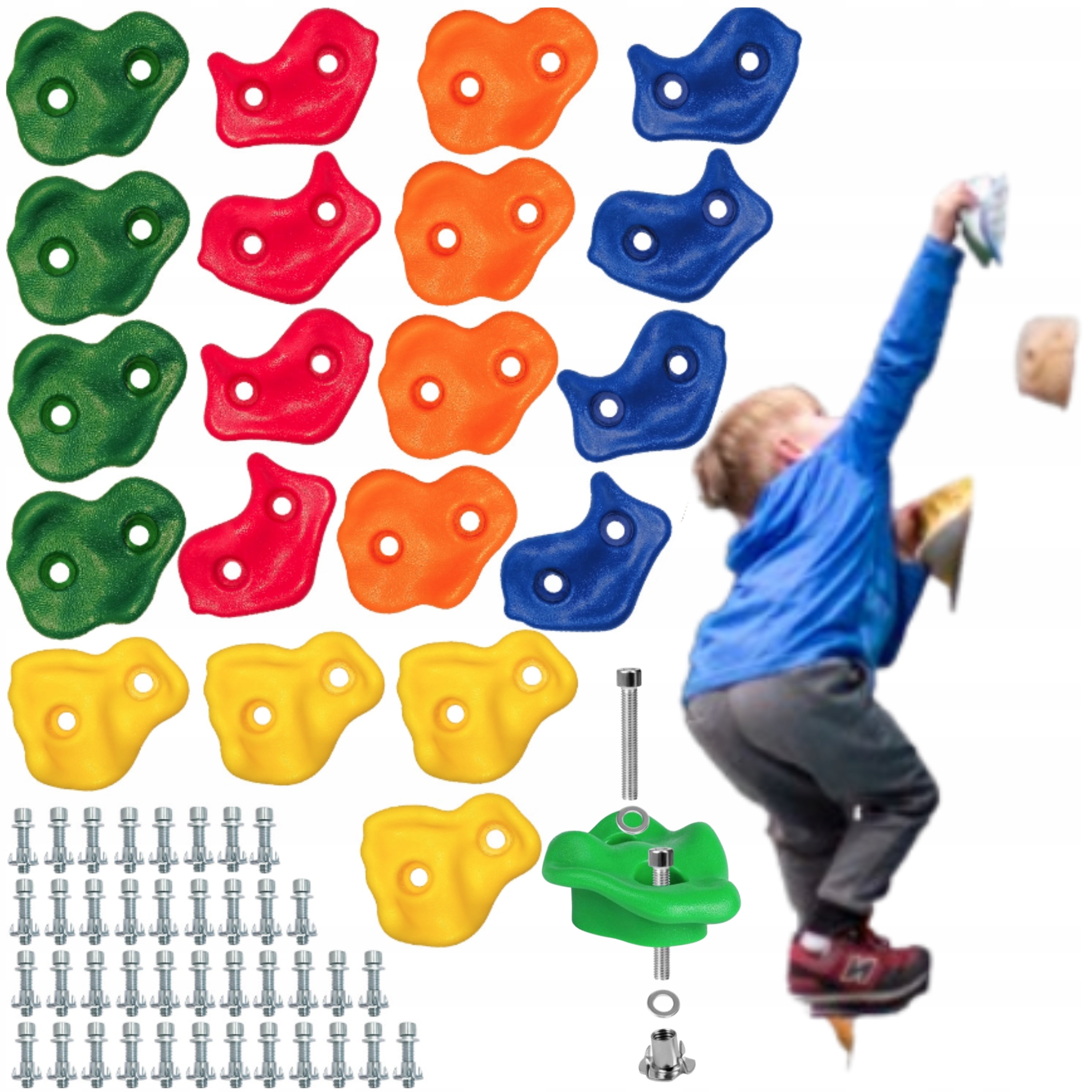 UCHWYTY DO WSPINACZKI KAMIENIE WSPINACZKOWE DLA DZIECI KOLOROWE ZESTAW 20x