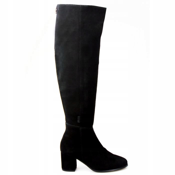 Černé Kozačky Kostka Kůže Zateplené Dva Zipy 36