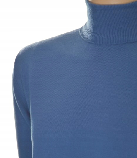 Pánský svetr rolák z kašmíru a merino vlny, kašmírový, velikost L, modrá 304