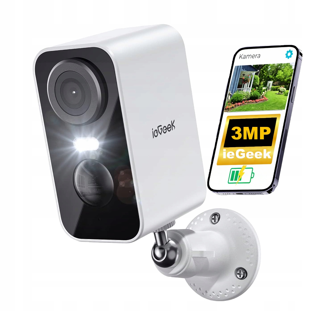 Kamera monitoringowa Hd 2K Z akumulator zewnętrzny 3 Mp zasilanie bateryjne