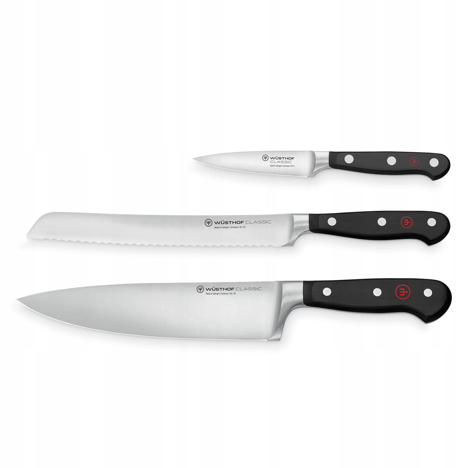 Sada Classic šéfkuchařský Nůž 20 cm, nůž na chléb 20 cm a nůž zeleniny 9 cm Wüsthof
