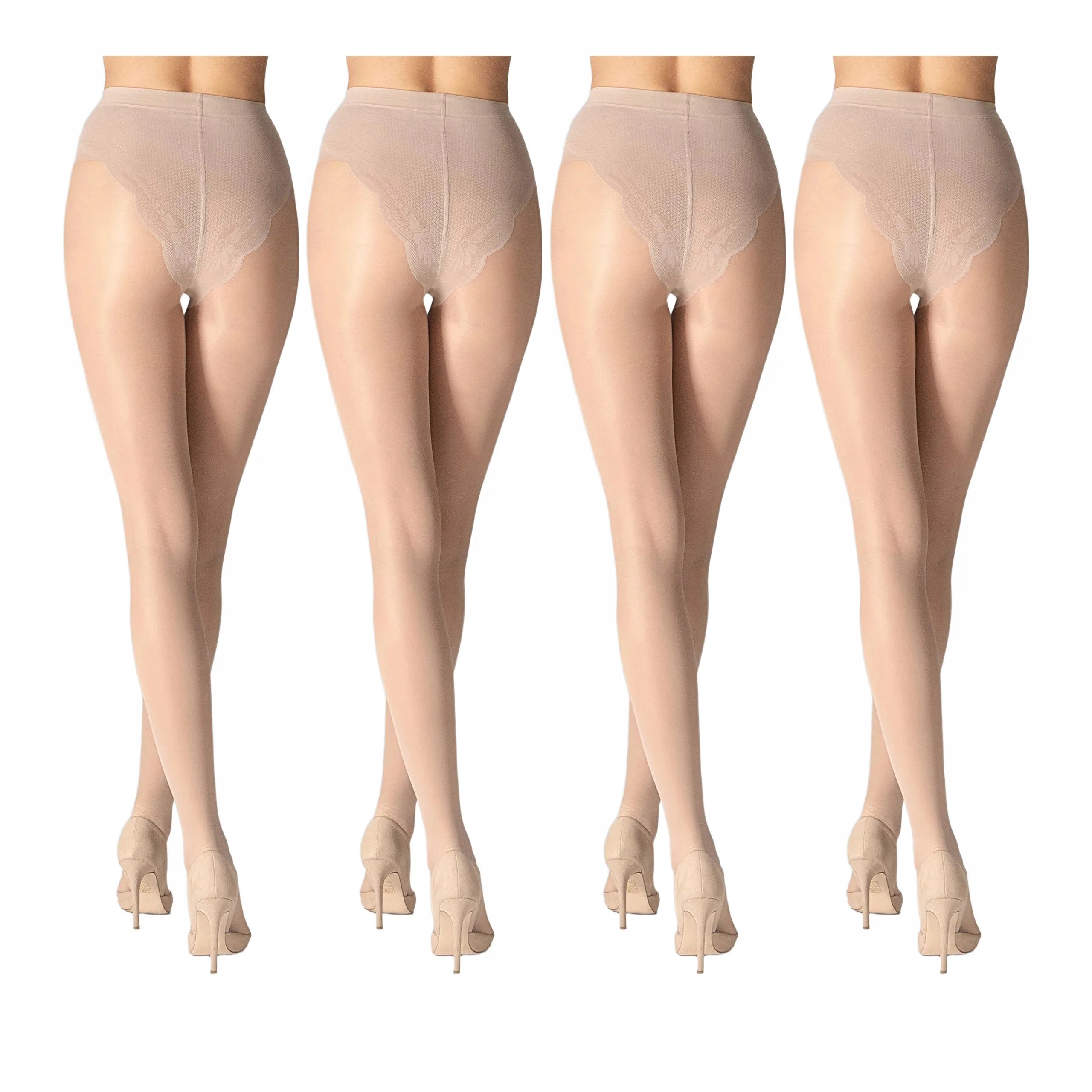 4 páry Punčocháče s modelovací částí 4x Natural 5-XL
