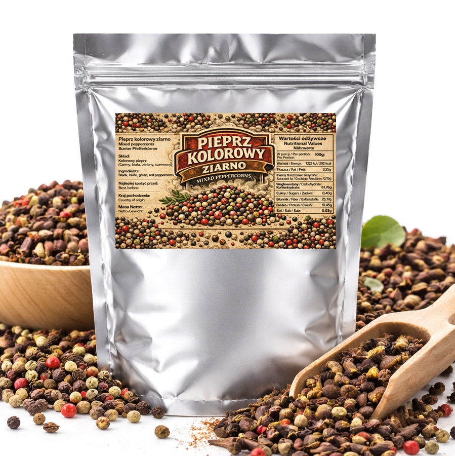 Pepř Barevné zrno – směs Premium do mlýnku, intenzivní chuť 1 kg