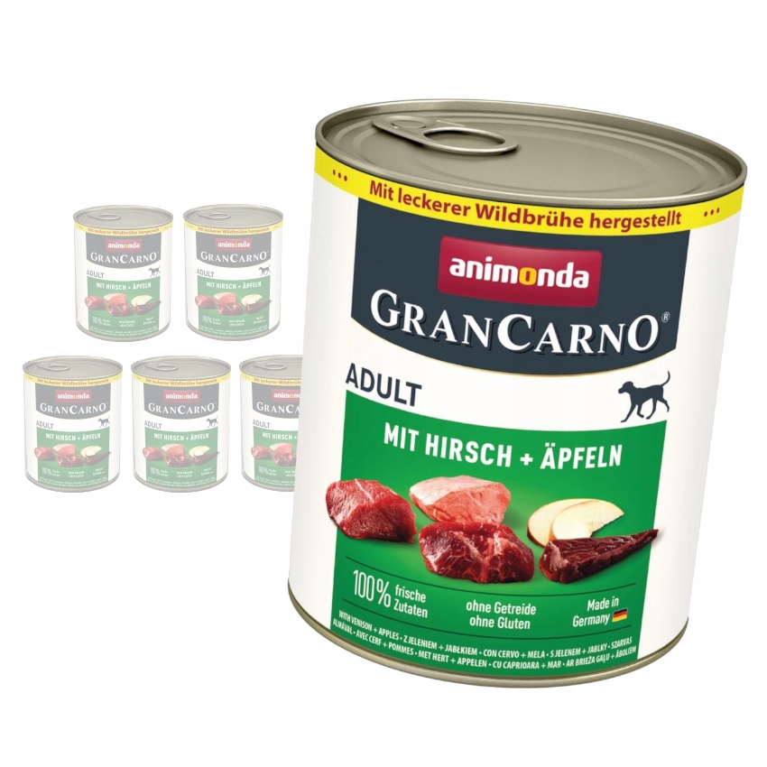Animonda GranCarno Adult 6x800g Vlhké Krmivo pro psy s jelenem a jablkem