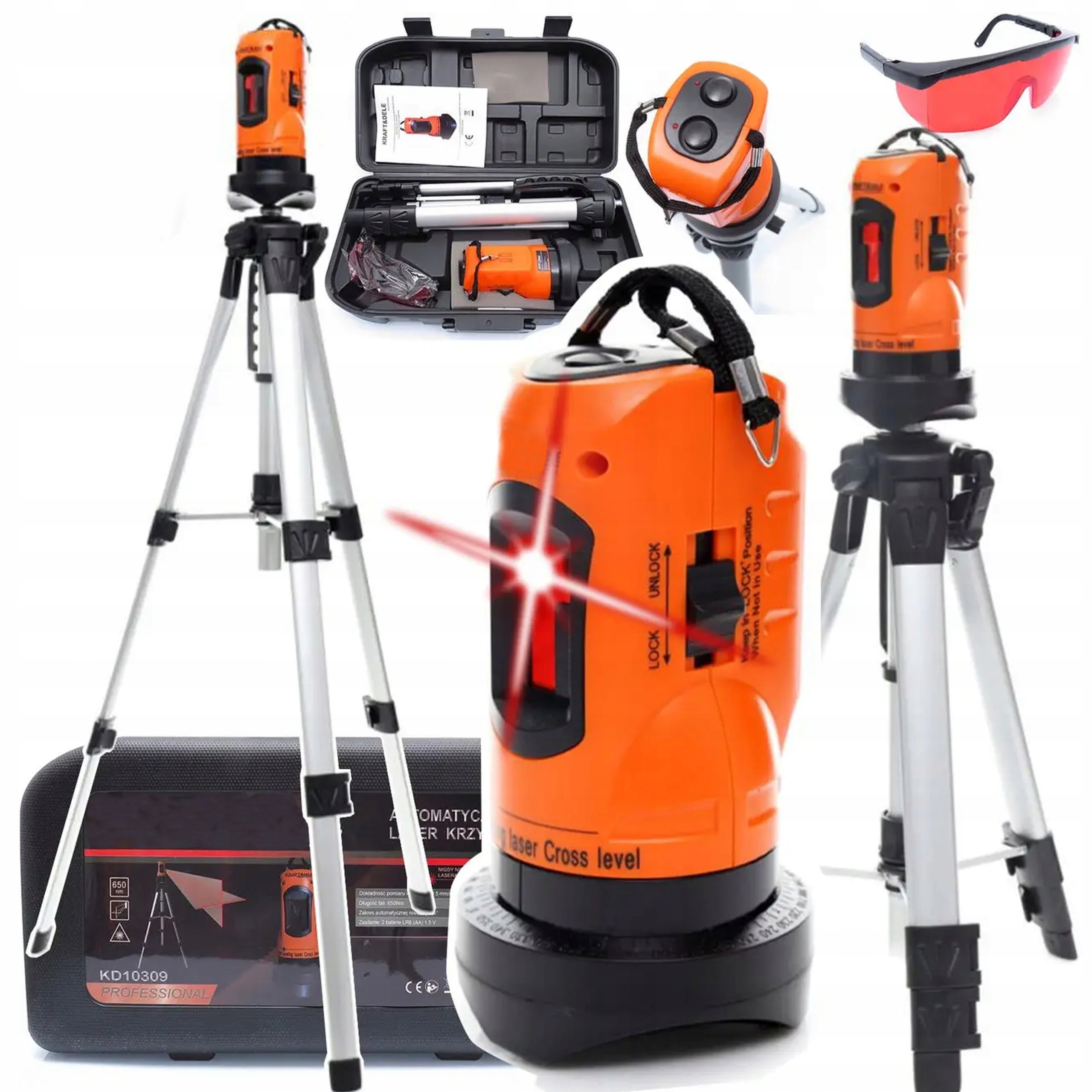 Automatická Laserová Vodováha Křížová Laser Stativ Kufr Sada