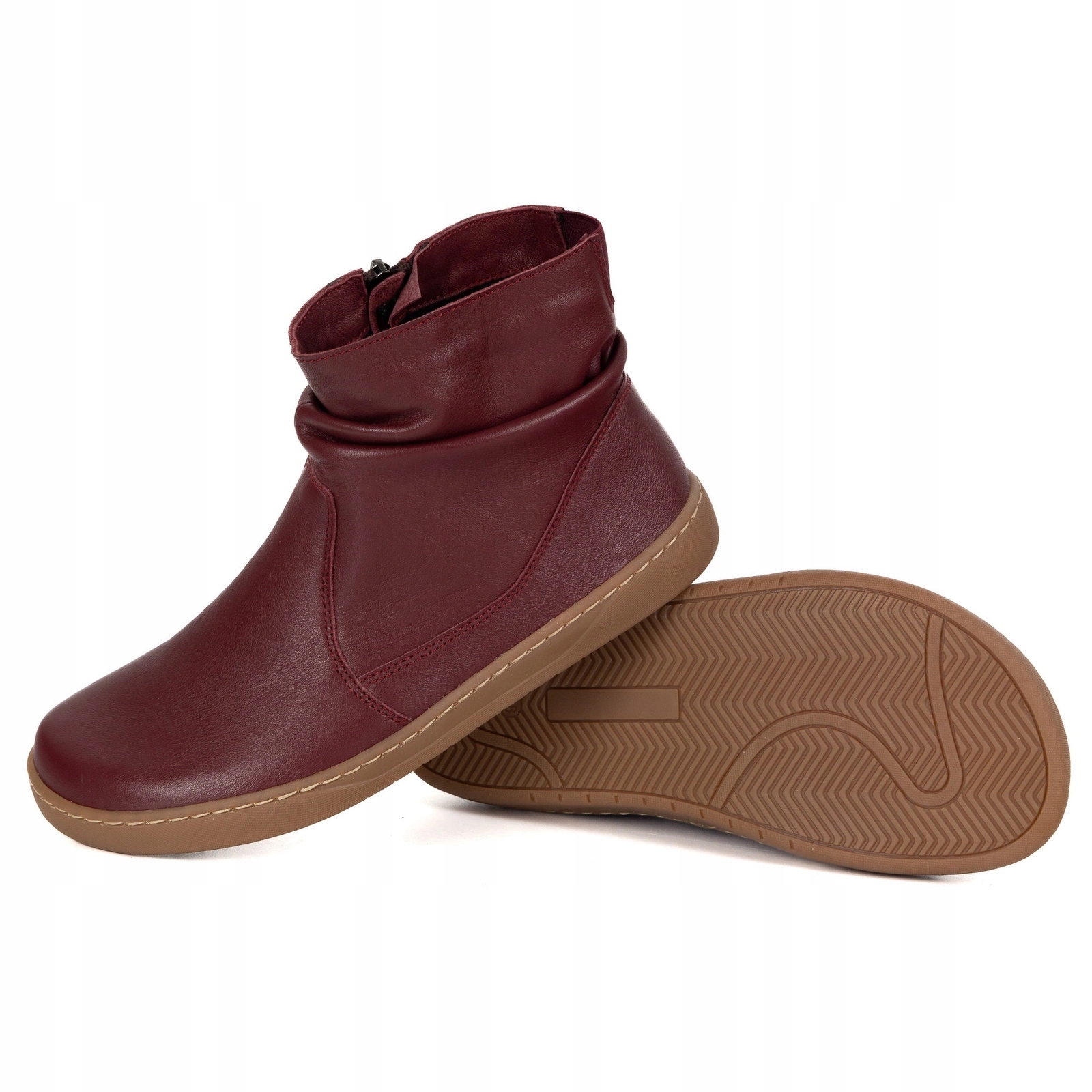 Dámské barefootové boty se zipem, zateplené, velikost 1297, bordó, velikost 36