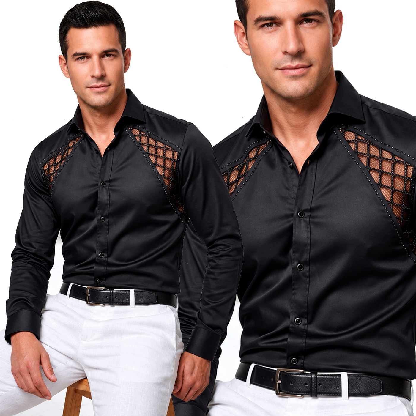Mondo Pánská ažurová košile Casual Večerní Elegantní
