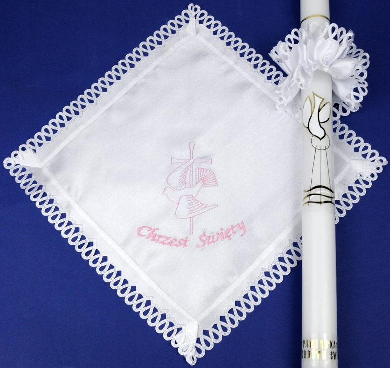 Zestaw do Chrztu - SZATKA I ŚWIECA ZE STROIKIEM Okazje chrzest