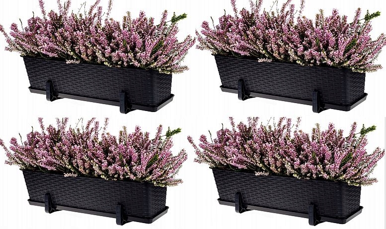 4x SKRZYNKA BALKONOWA 60cm + 4x PODSTAWKA +4x UCHWYTY ANTRACYT