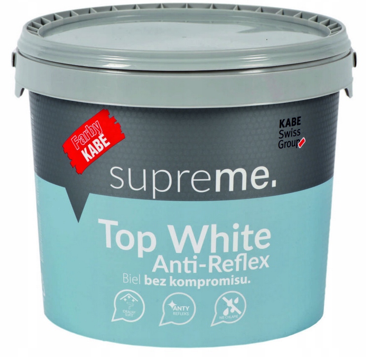 Farba akrylowa do ścian sufitów antyrefleksyjna Top White Anti-reflex 10L