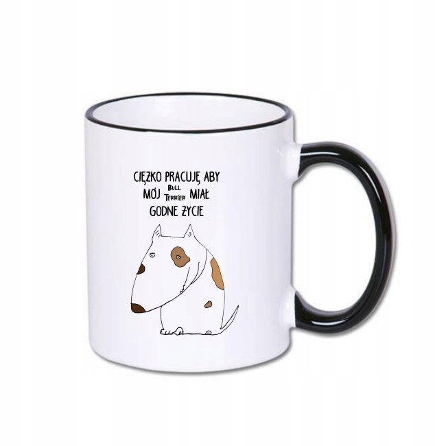 

Kubek z czarnym rantem Bulterier pies psy