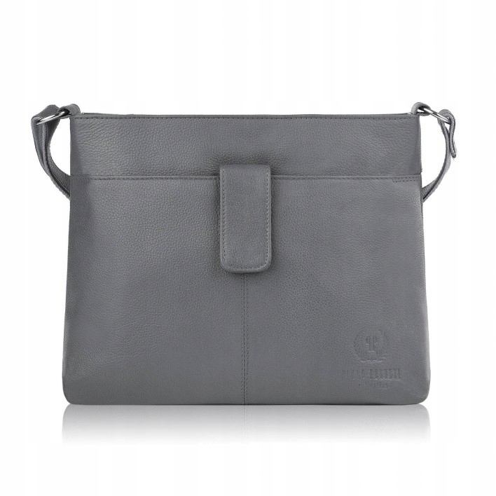 Torebka damska listonoszka skórzana na ramię szara modna Paolo Peruzzi