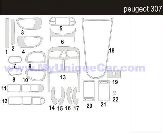 PEUGEOT 307 OKLEINY KOKPIT PANEL OKLEINA NAKLEJKI Width 40 cm