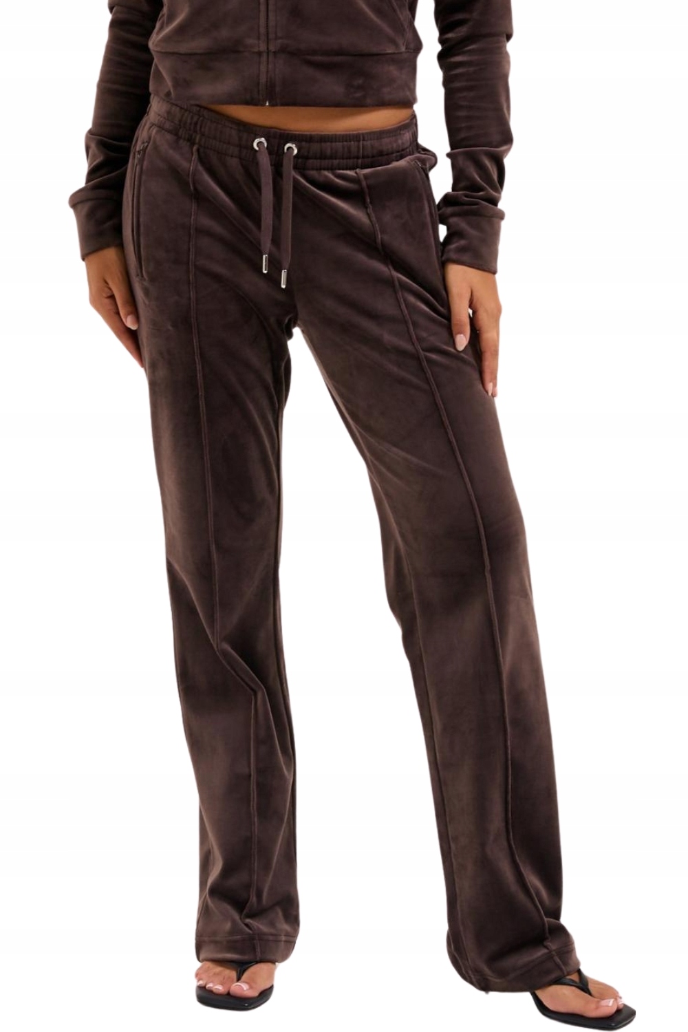 Juicy Couture Čokoládové dámské tepláky s zirkony Tina Xs