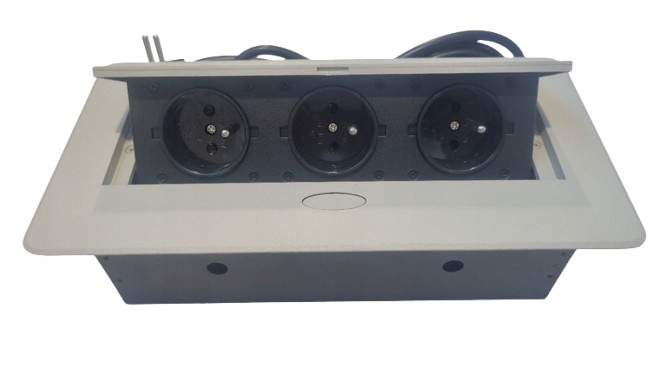 Zásuvka/Modul/Box zapustený nábytkový port Oval 3 Zásuvky Kaszmir RAL7044