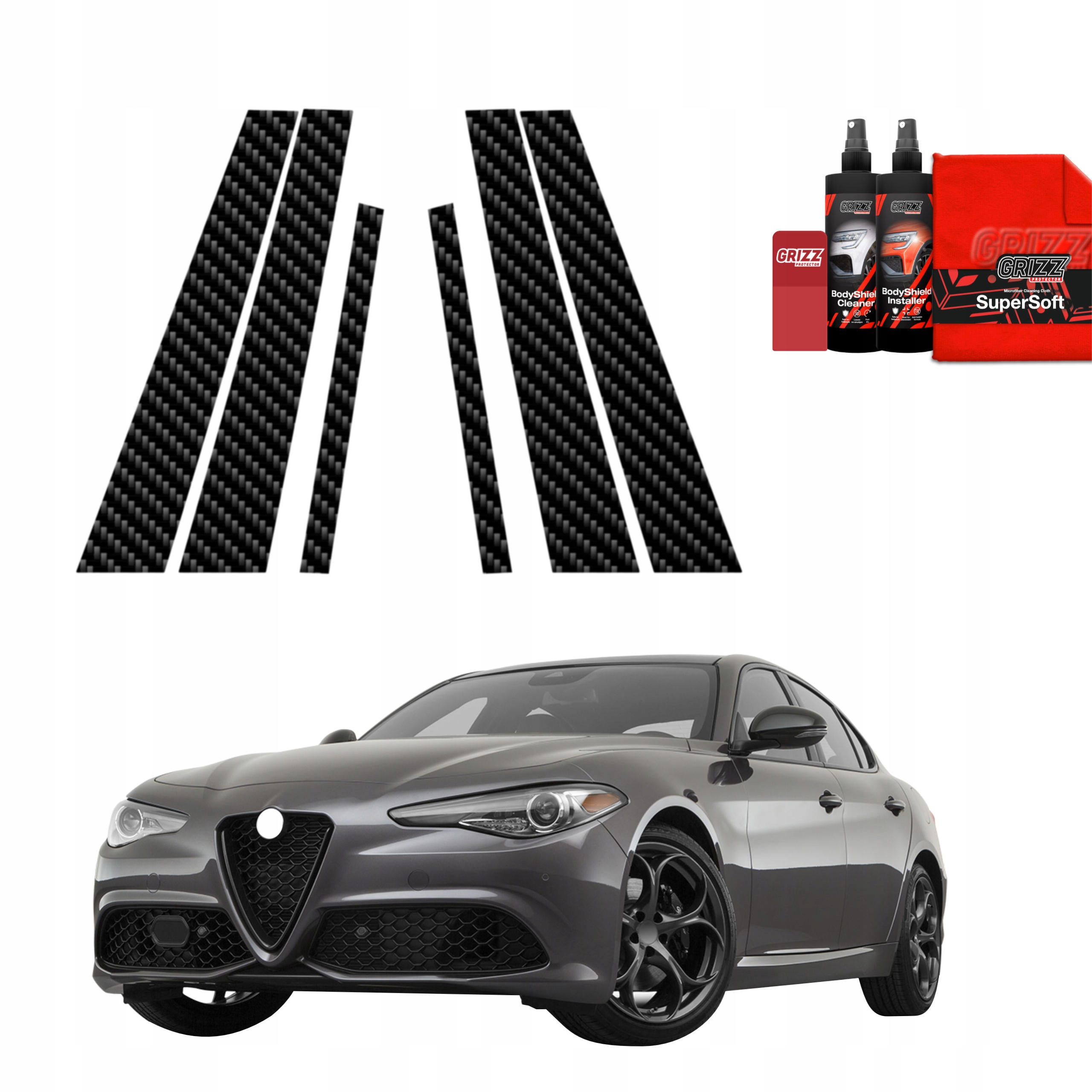 6v1 Fólie na sloupky pro Alfa Romeo Giulia (2023-2025)