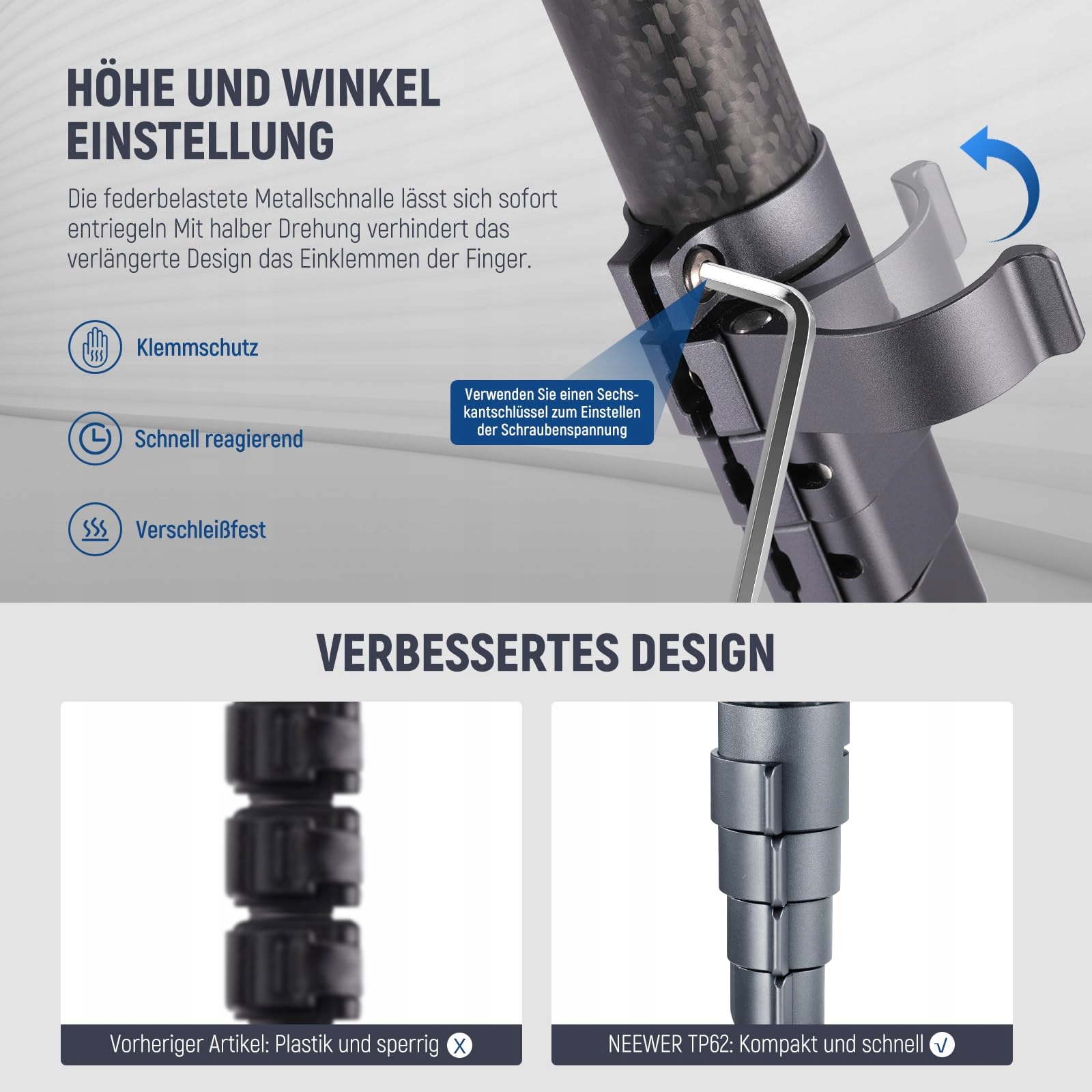 NEEWER LITETRIP LT32 Statyw 62" Z Włókna Węglowego Głowica 360° — miniatura 3