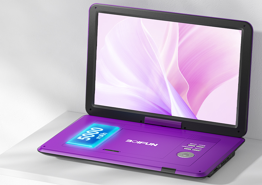 DVD 17.5PALCOVÝ Přenosný Přehrávač Do Auta S Konzolí Fialový 5000MAH