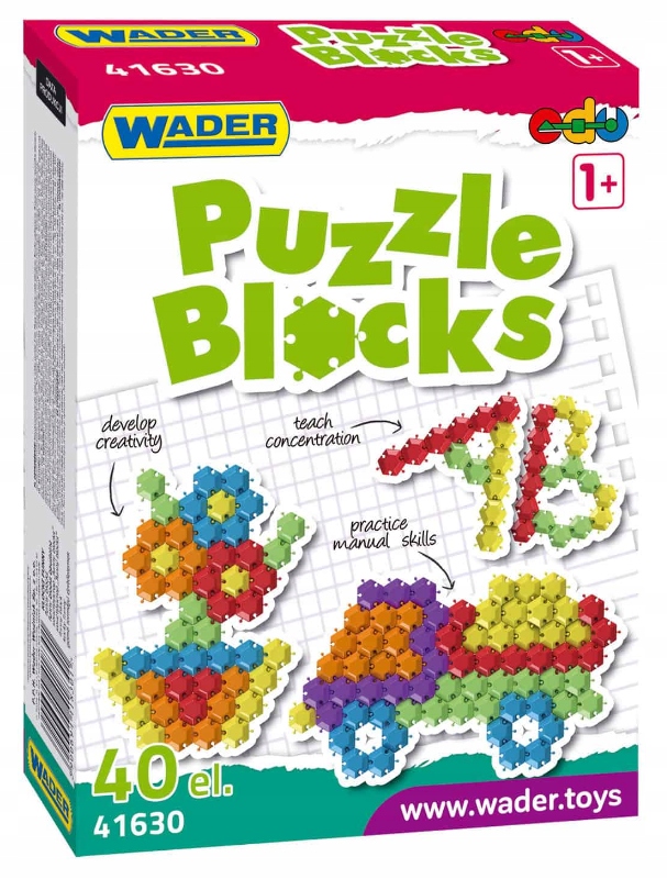 Klocki Puzzle Blocks 40 el. Wader 41630 Typ klocki konstrukcyjne