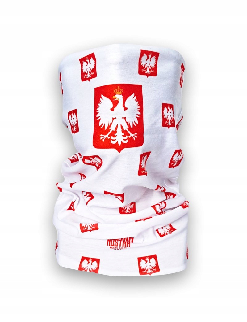 Komin szal chusta na szyję Herb Polski, Orzełek Narty Zima Piłka