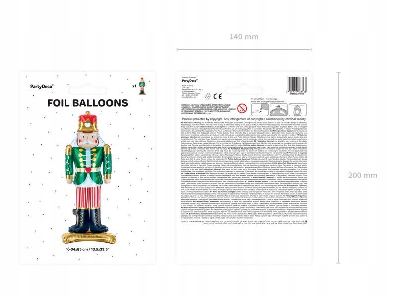 balon foliowy stojący dziadek do orzechów 34x85cm mix | FB113 — 5