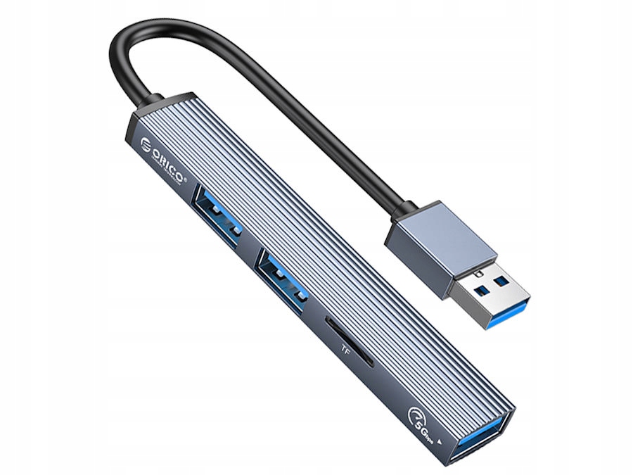 Hub Usb 3.0 x1 Usb 2.0 x2 czytnik micro Sd Orico AH-A12F-GY-BP