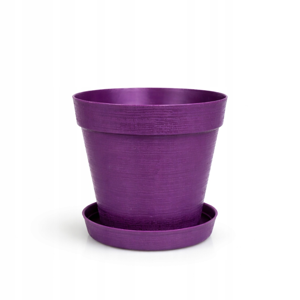 ZESTAW Doniczka 16cm+Podstawka 14cm,1,77L Stylowy Zestaw EKO, FIOLETOWY
