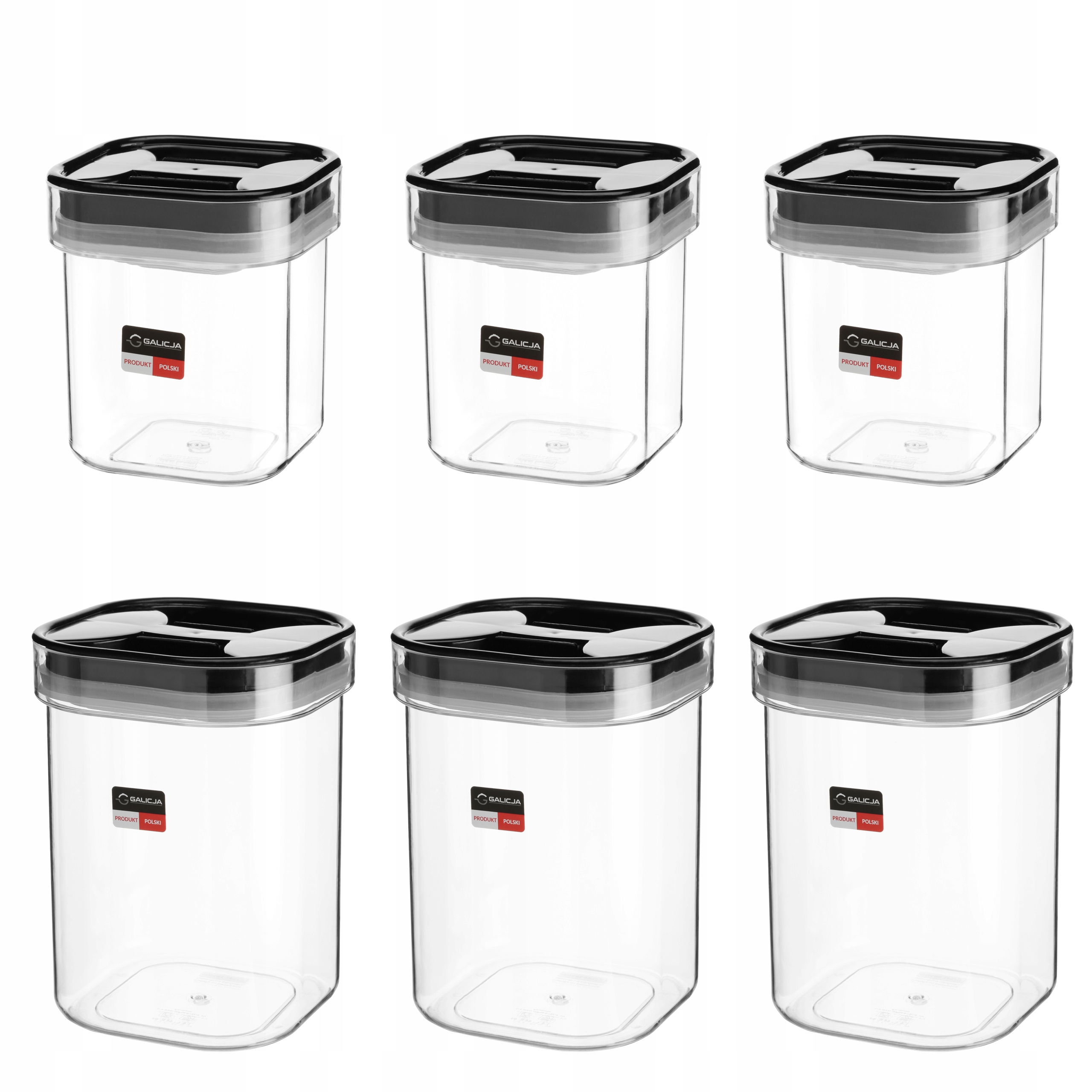 

Pojemniki Hermetyczne Reno 3x0,6L+3x1,6L Czarne