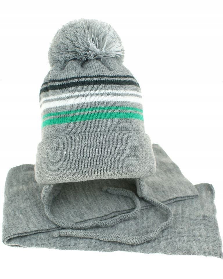 KOMPLET CZAPKA + SZALIK 2-3 LATA USZY+WIĄZANIE