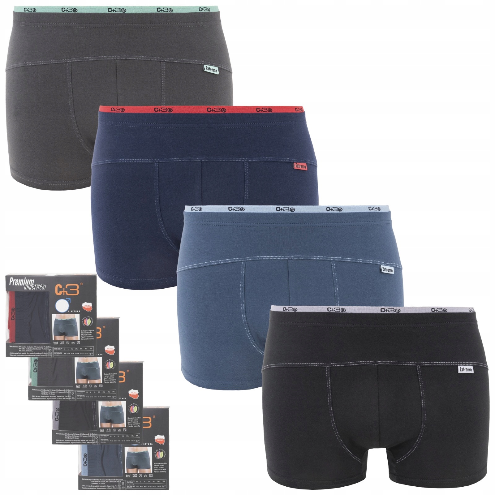 4x BOKSERKI PREMIUM C+3 BAWEŁNIANE ROZMIAR XXL
