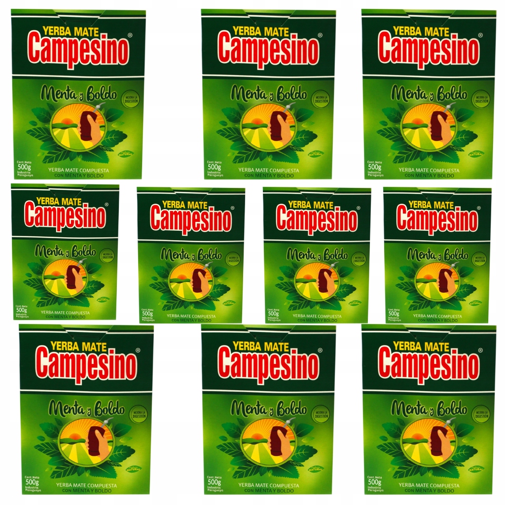 Levně Yerba Mate Campesino Menta y Boldo 10x500g Sada 5kg Máta Boldo