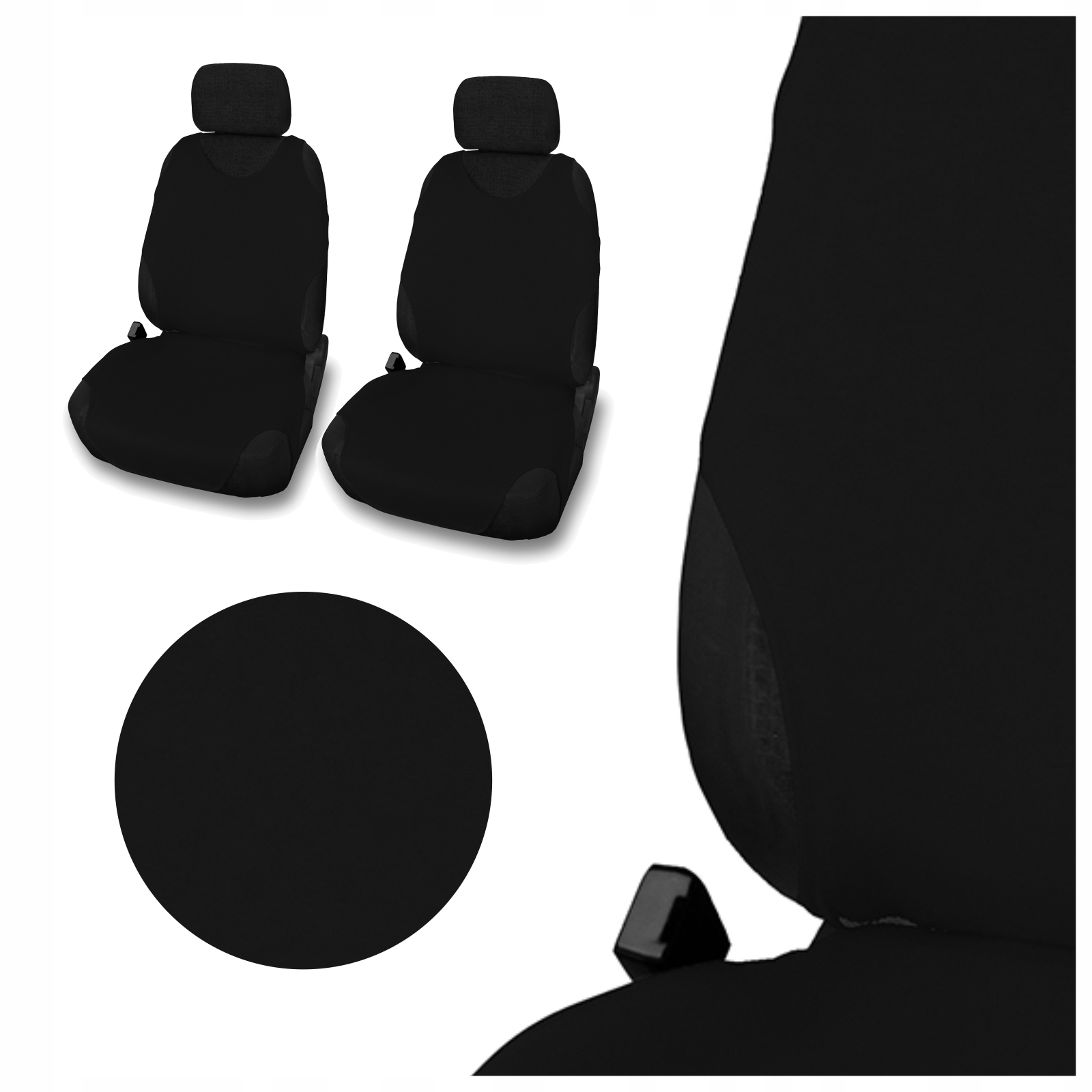 2 koszulki samochodowe na siedzenia fotele przednie 1+1 2os czarne bawełna