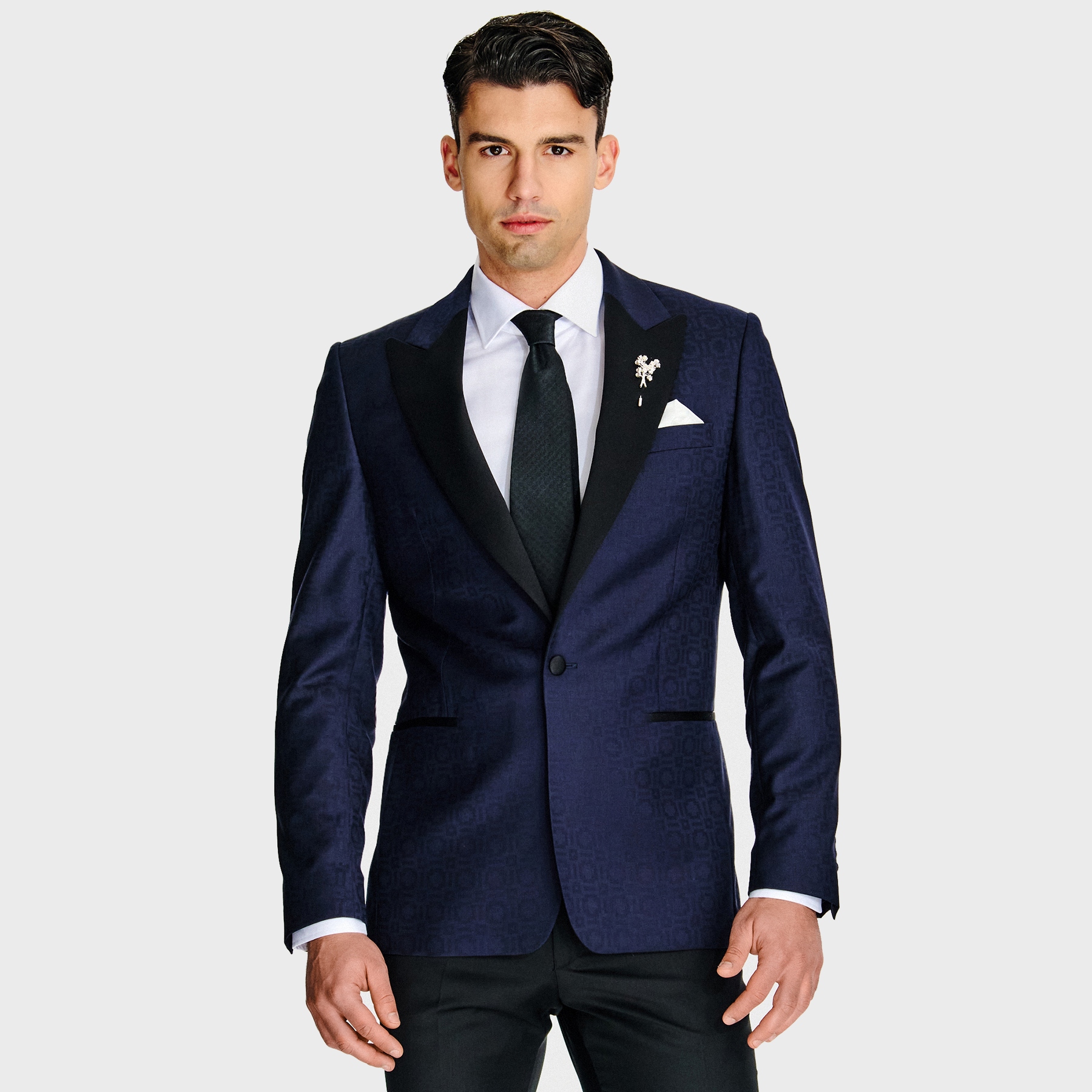 Tmavě modrá žakárová sako pánská bunda Pako Lorente vel