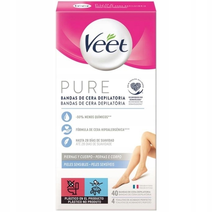 Veet Pure náplasti s depilačním voskem pro citlivou pokožku 40 ks