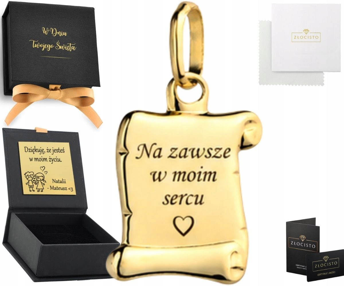 Zlatý Přívěsek Papyrus Pod Gravírování Bonus 585 14K Dárek K Narozeninám