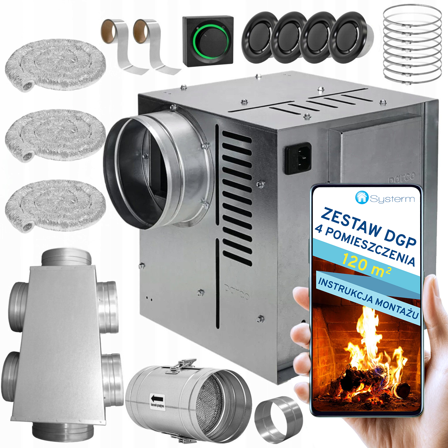Komínová Turbína Ventilátor Komínový Set Dgp 4 miestnosti 120 m2