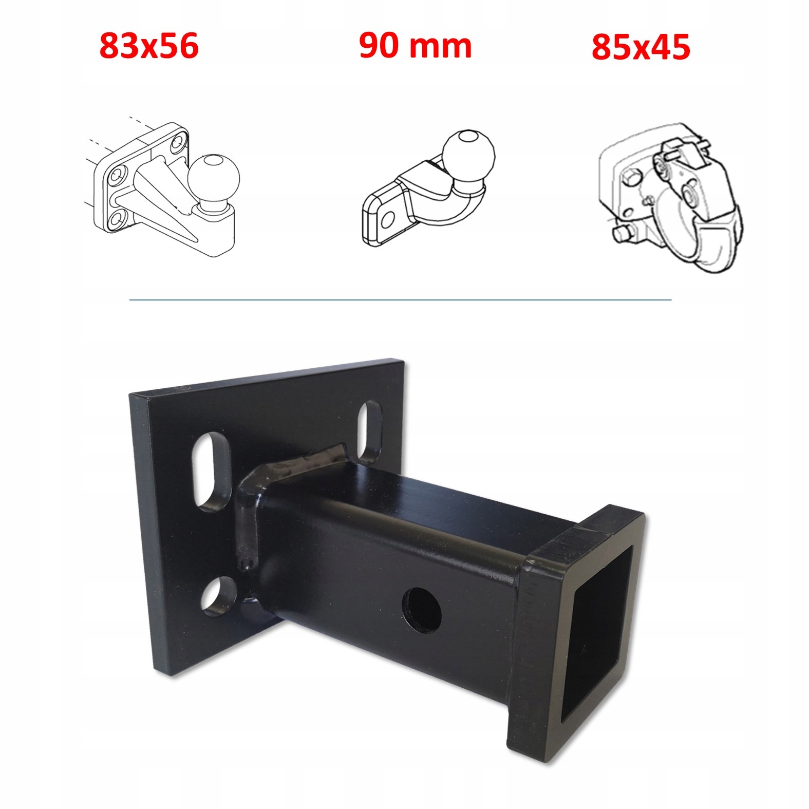Adaptér na guľový hák 90 mm -> 2" Usa 51x51 mm