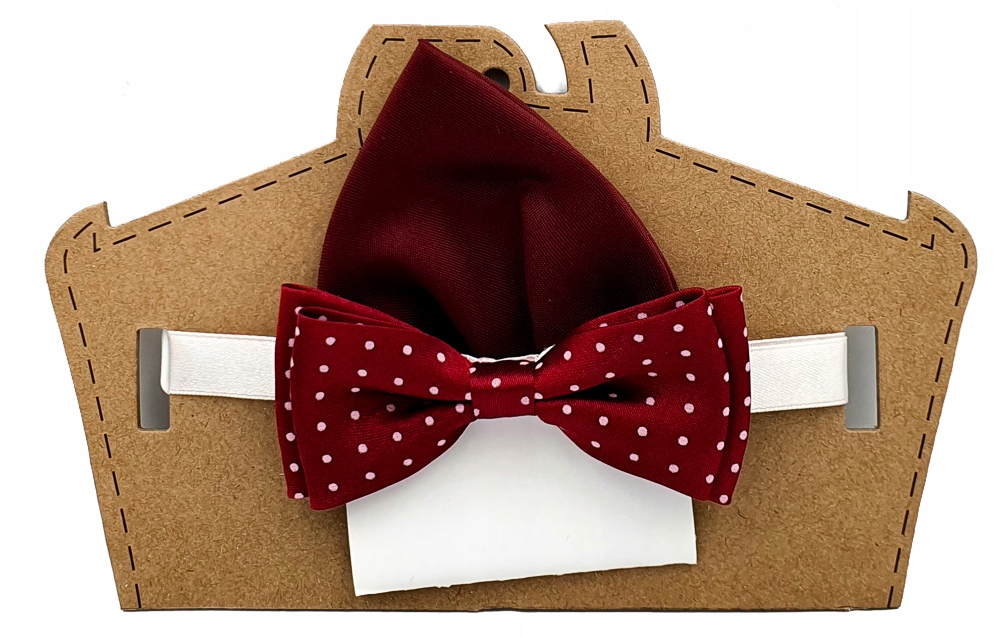 

Mucha dziecięca bordowa w białe groszki z poszetką