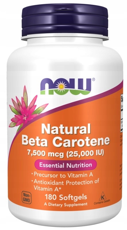 Now Foods Natural beta carotene Naturalny Beta Karoten 7500 mcg 180 kaps.