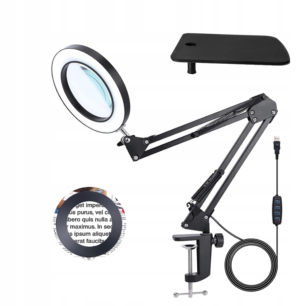 Stolní Lampa Kosmetická Lampa Lupa Sklo Zvětšující Rýsovací Lampa 8X