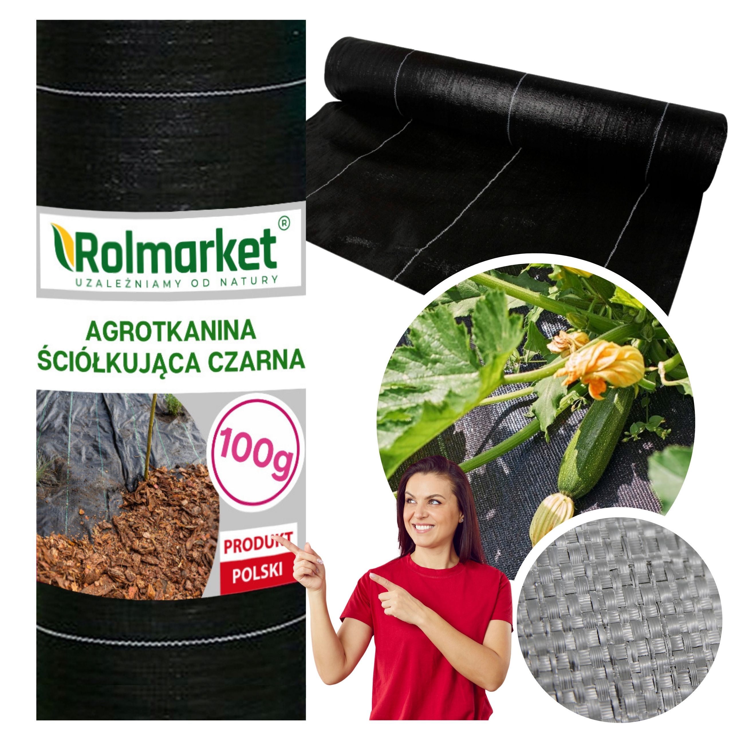 GRUBA AGROTKANINA CZARNA ogrodowa ŚCIÓŁKUJĄCA NA CHWASTY 1,1x10m 100g UV
