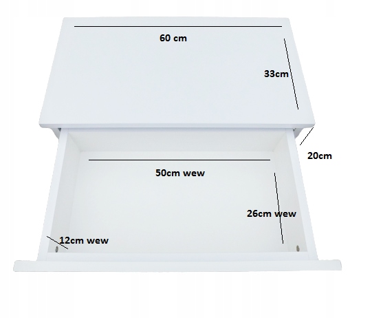 Biurko SZAFKA Wisząca ASTRA 60cm Biała MAT Stolik BIAŁY KONSOLA Toaletka Głębokość mebla 33 cm