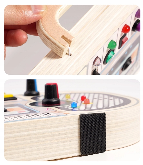 TABLICA MANIPULACYJNA DREWNIANA GRAJĄCE RADYJKO ŁADNA ZABAWKA NA PREZENT Kolor wielokolorowy