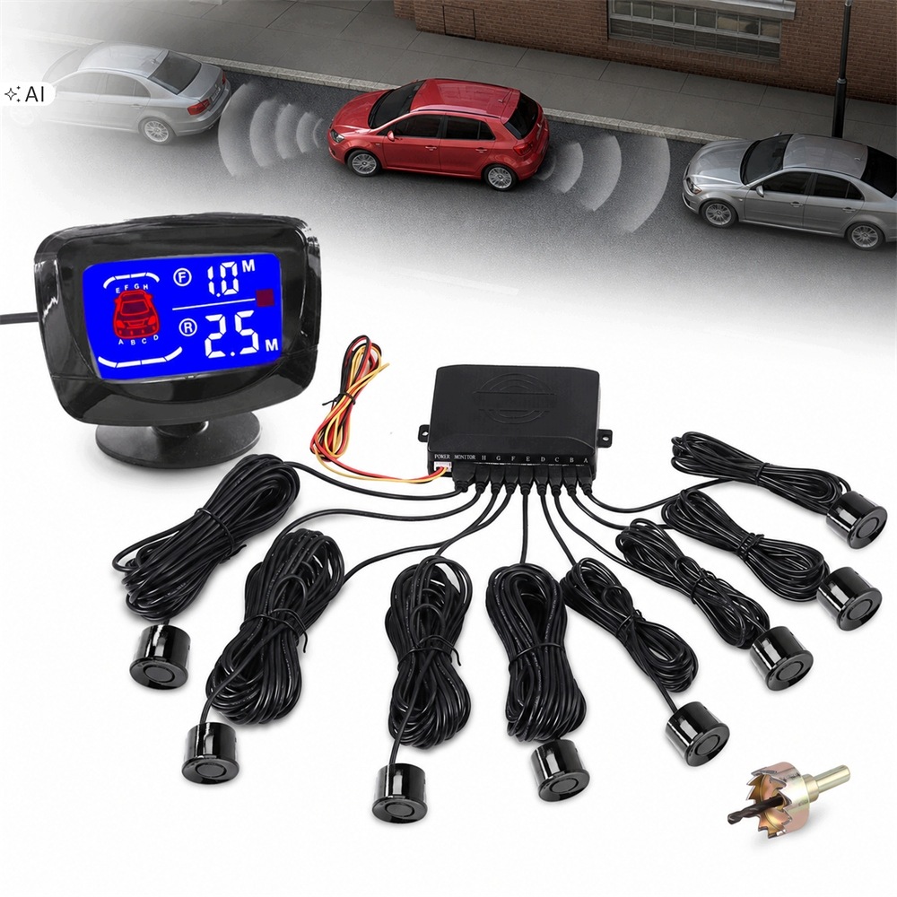 Snímače couvání – 8x vpřed a vzad, černý LCD displej