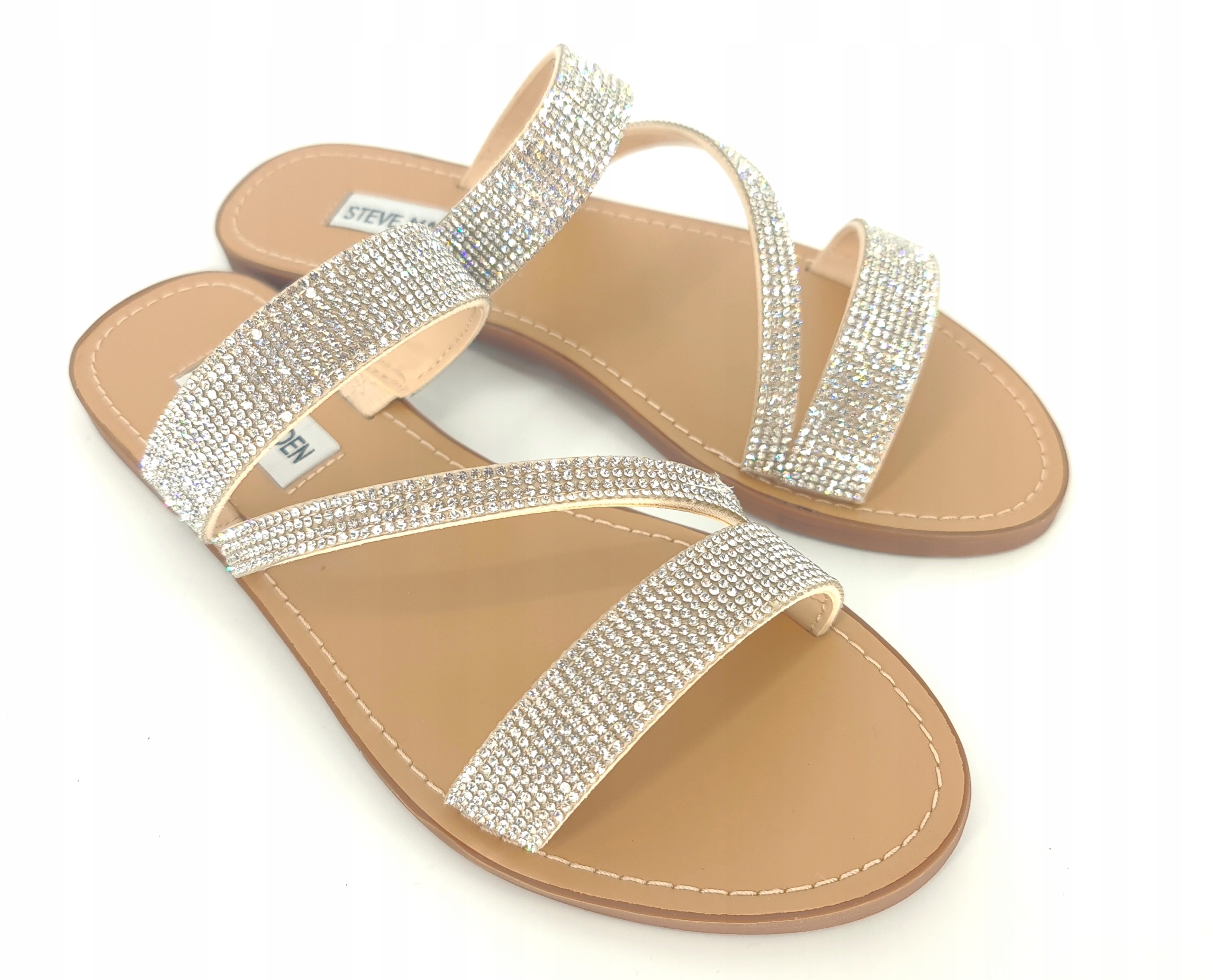 Steve Madden Stříbrné flitrované Nazouváky 37