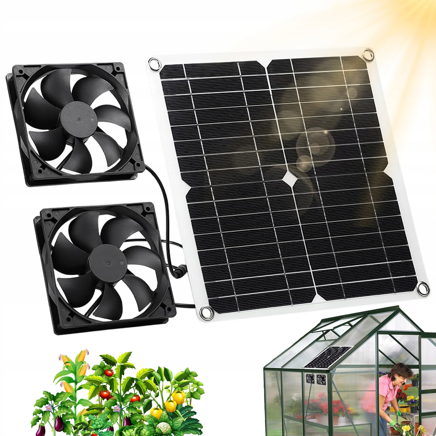 2KS Solární Ventilátor Solární Odtahový Ventilátor Výkonný 12W Do Přístřešku
