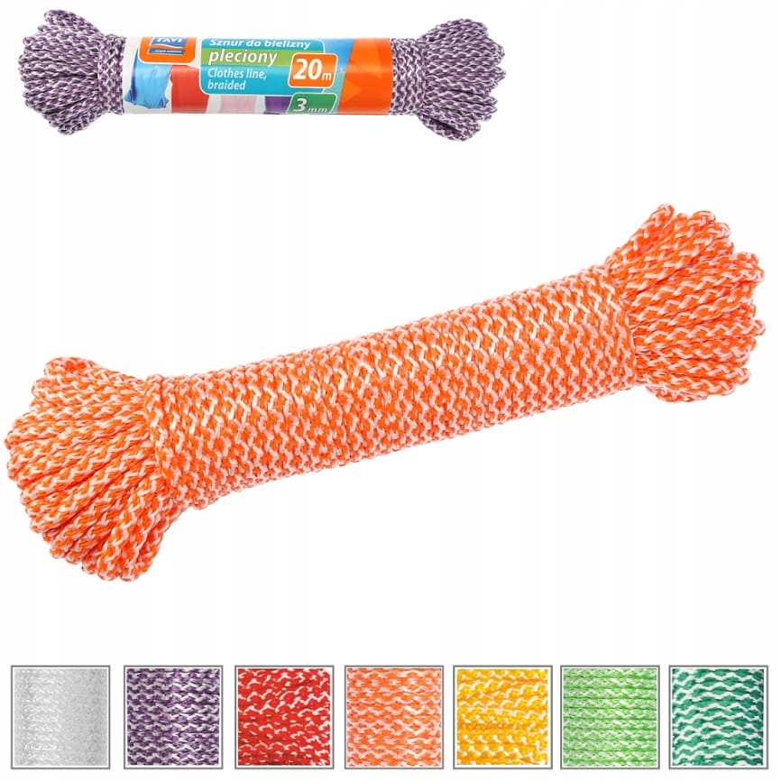 

Sznur do bielizny pleciony 20 m grubość 3 mm
